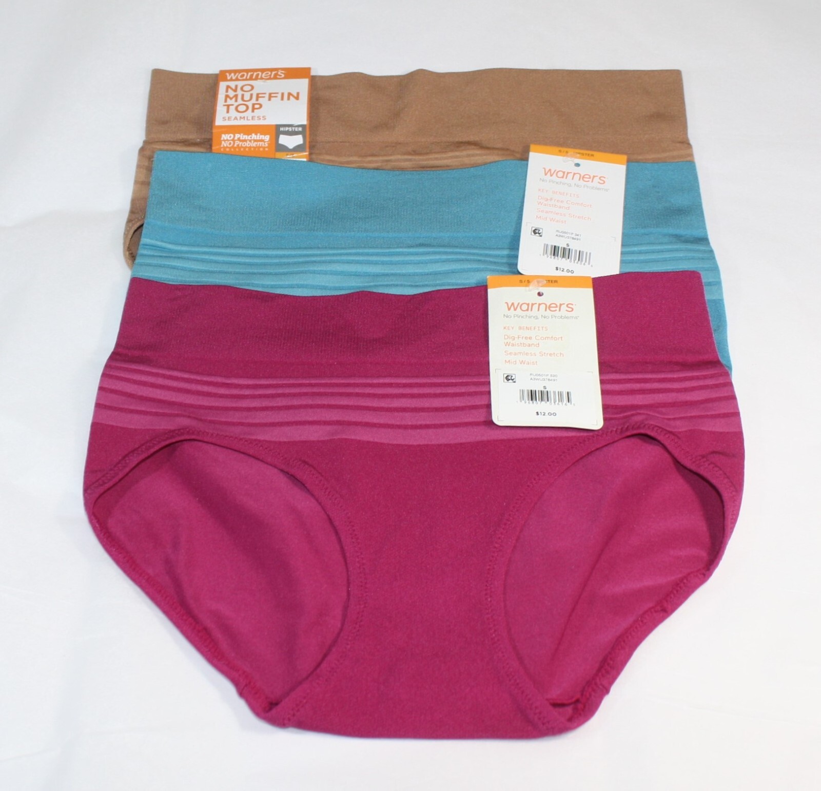 New set/3 WARNER’S no muffin pinching problem SEAMLESS HIPSTER TEAL TAN MAGENTA