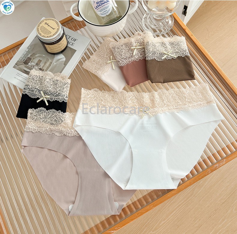 6pcs Women’s Low-Rise Briefs: Seamless Lightweight Breathable Lace with Ice Silk
