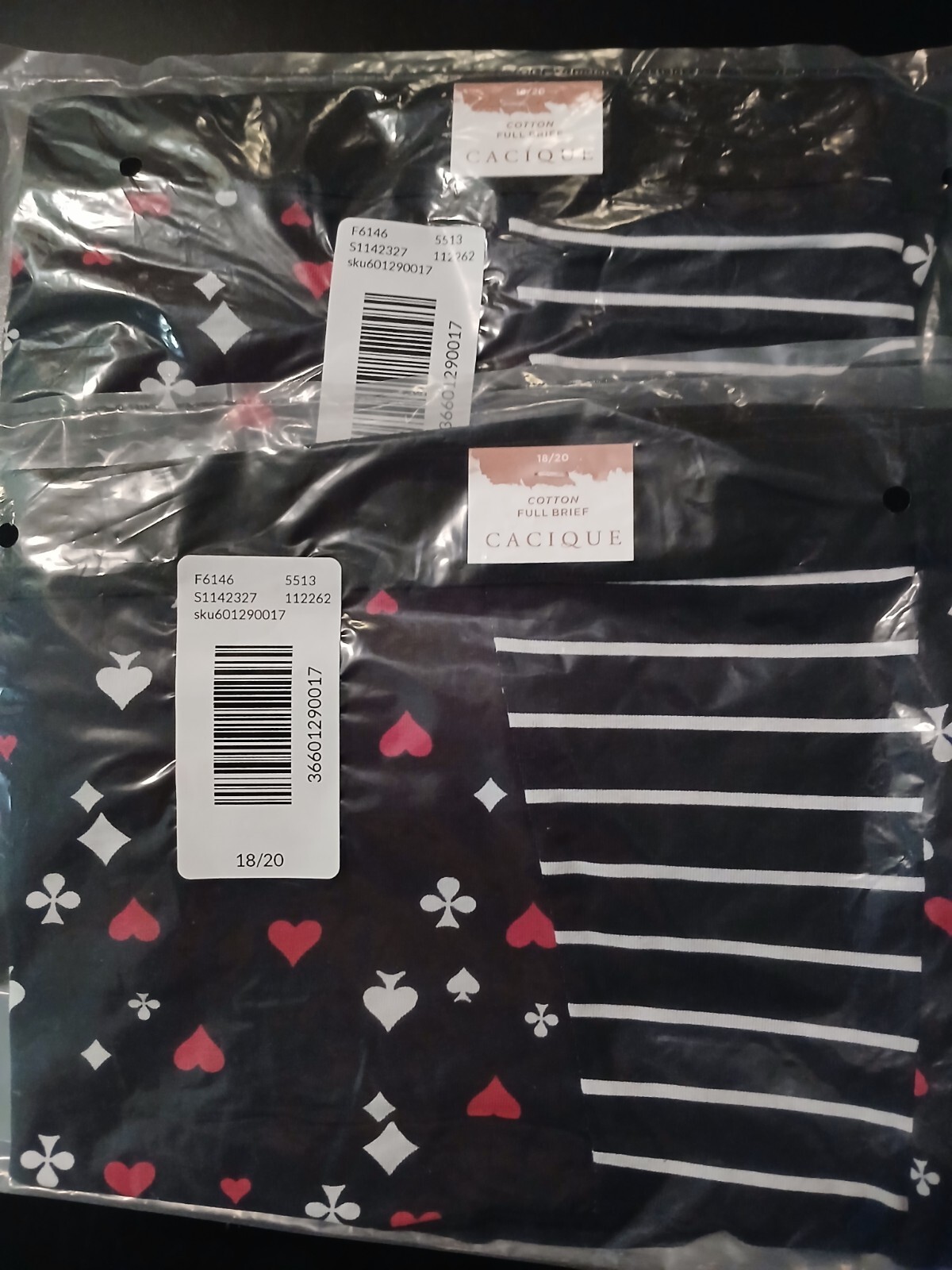 Lane Bryant Cacique 18/20 Full Brief Set 2 Poker Theme Panties NEW W TAG