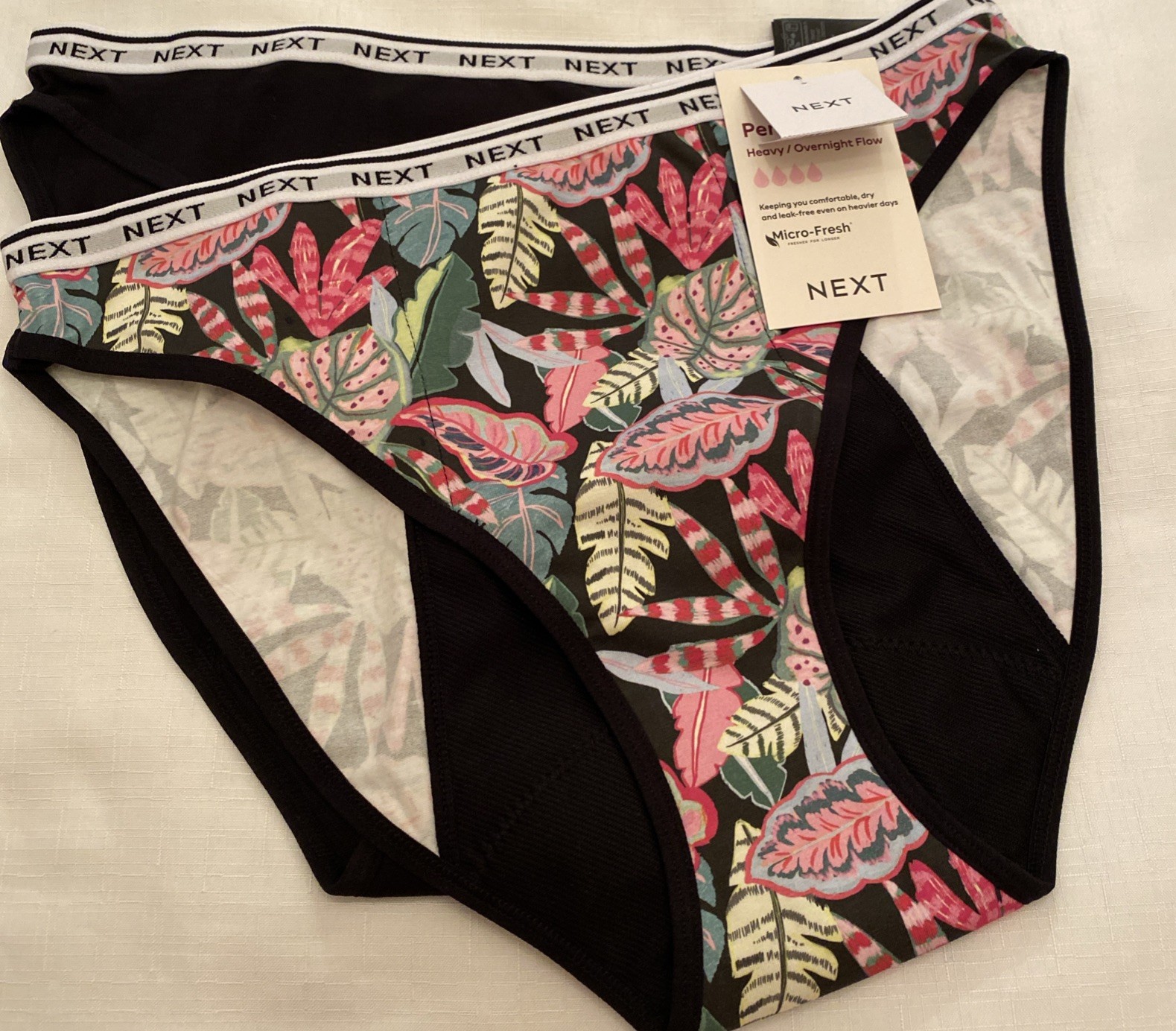 NEXT Period Pants Heavy Flow – New Print / Plain – High Leg – Size 14 – 2 Pack