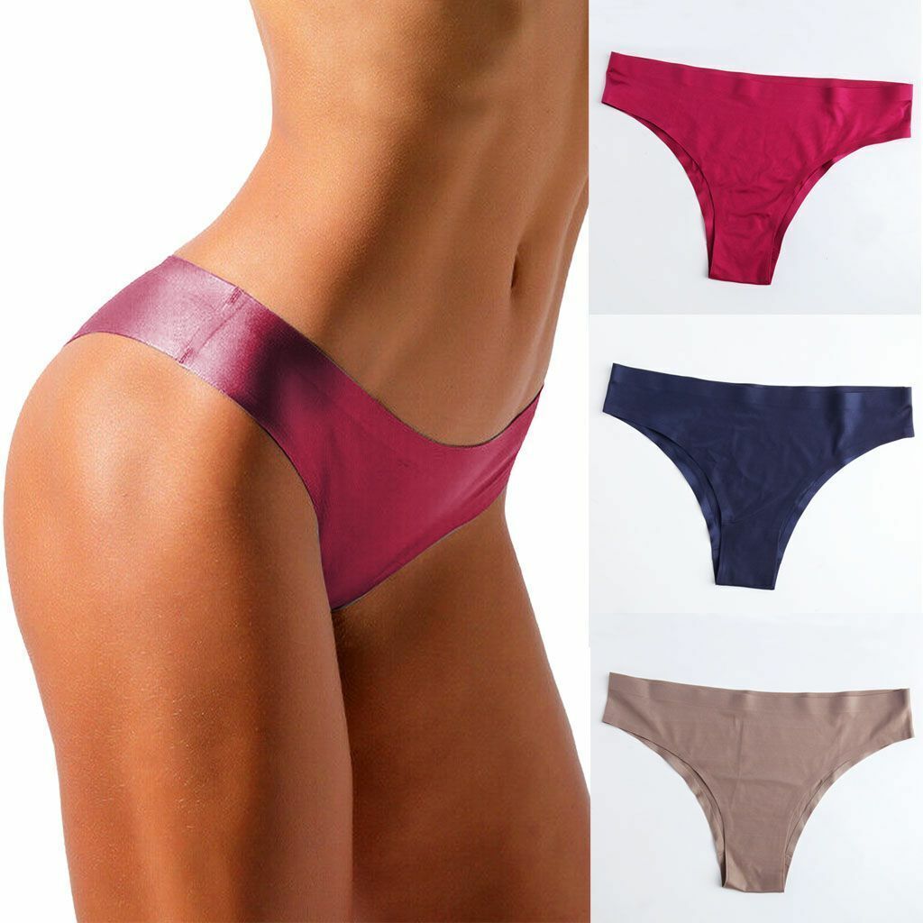 3X/6X Women Ice Silk G-string Briefs Panties Seamless Thongs Underwear Lingerie
