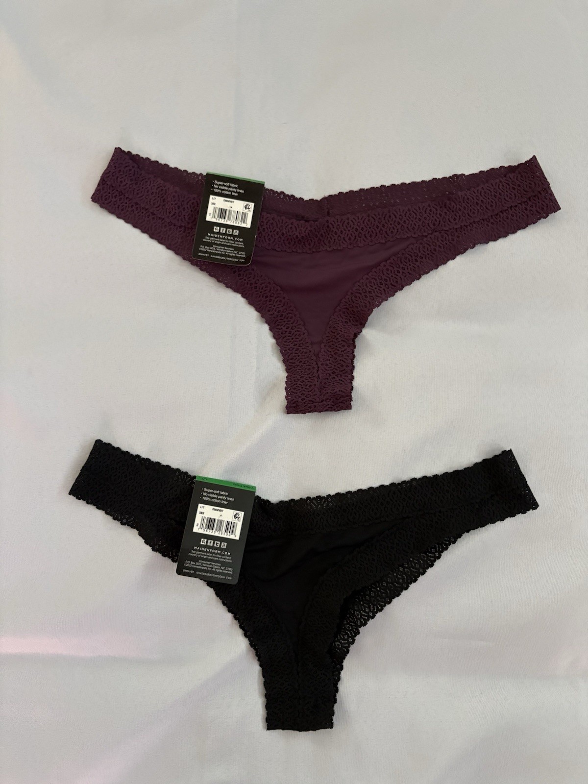 NEW Maidenform DMMVBT V Back Thong 2 Pair Size Large 7 Women’s Thong Multicolor
