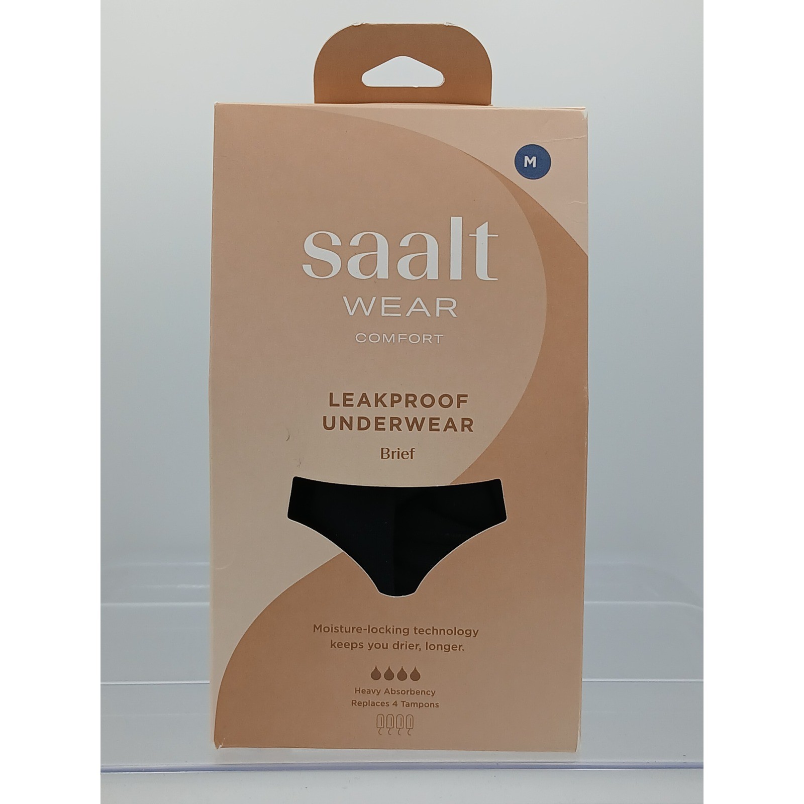 Saalt Wear Comfort Leakproof Underwear Brief Heavy Absorbency Black Size M New