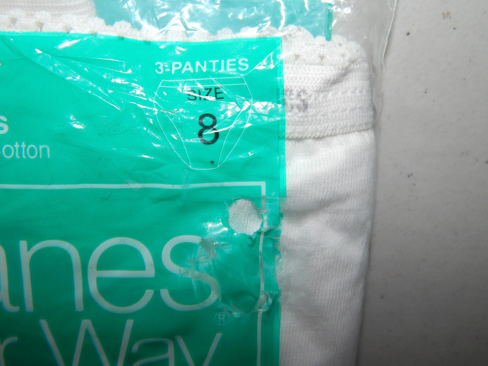 NOS 1988 3 Pack Sz 8 Hanes Her Way White HiCut Cotton Panties Briefs FREESHIP