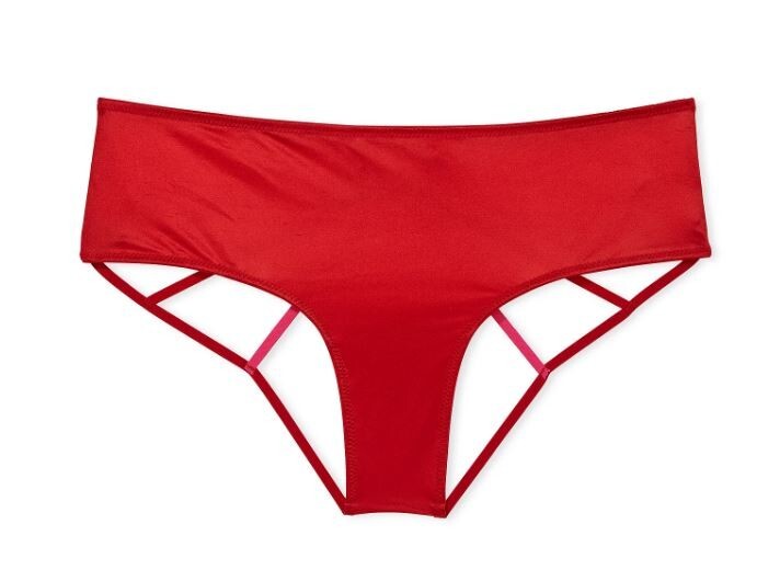 Victoria’s Secret Lipstick Red Open-Back Heartware Strappy Cheeky Panty Size L