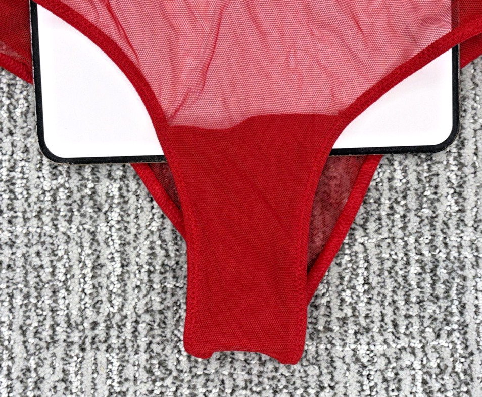 Victoria’s Secret Very Sexy NWT Medium Red Jingle Bell Mesh Ruffle Cheeky Panty