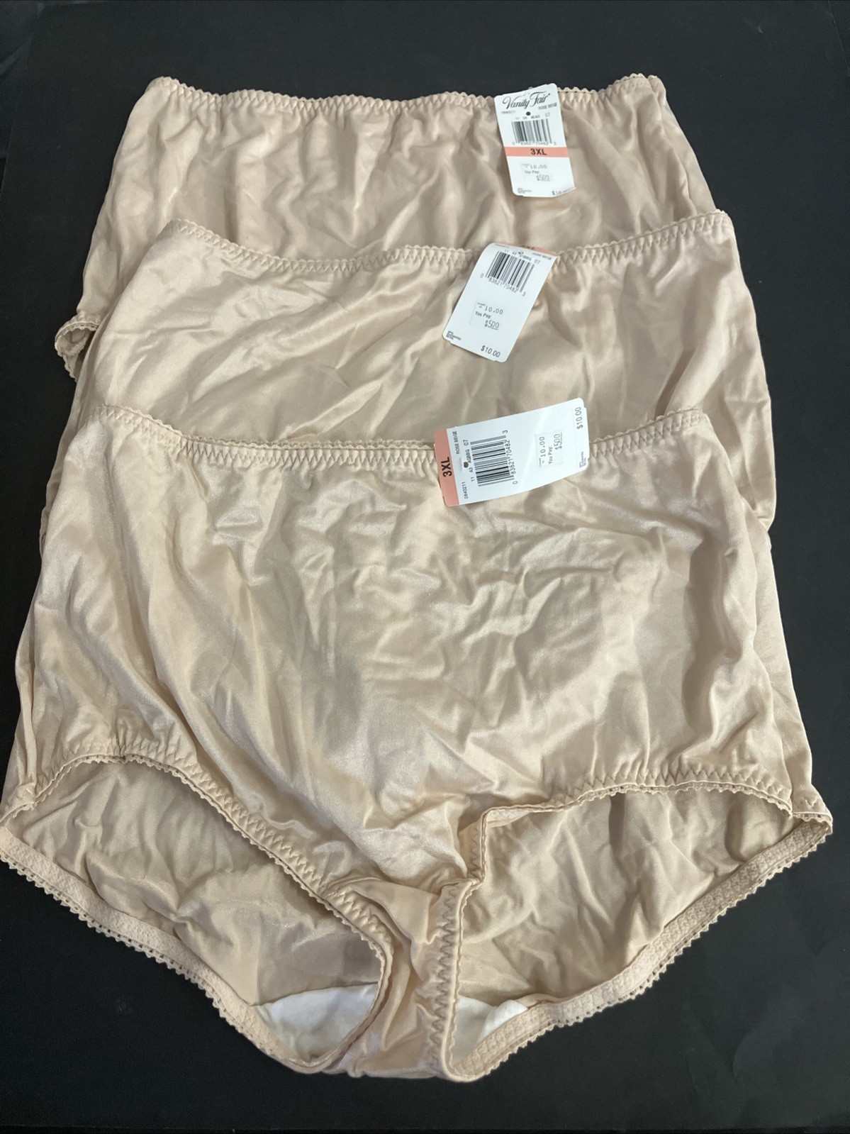 Vanity Fair Panties Women’s 3XL Nylon 3 Pair Granny Panties Rose Beige New NOS