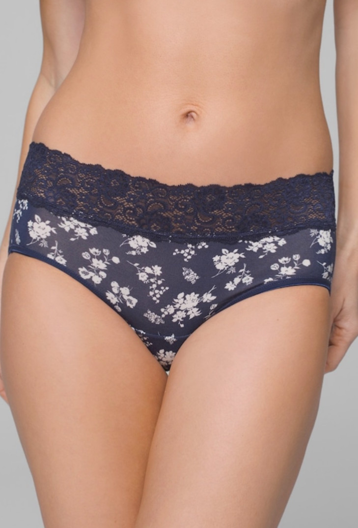 Soma Embraceable Super Soft Brief M L XL Dappled Floral Mini Navy