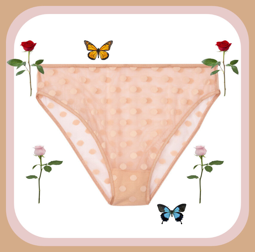 L Beige All Over Sheer Dot Mesh Victorias Secret No Show High-leg Cheeky Panty