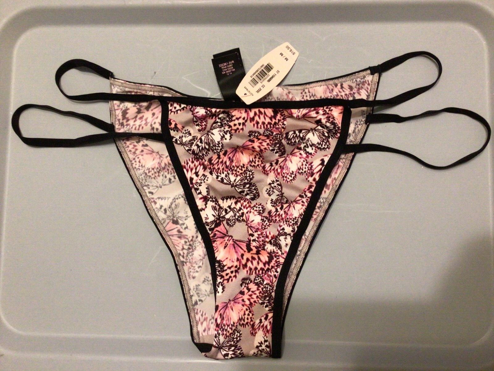 NWT Victoria’s Secret VERY SEXY Pink Butterflies Vintage Double String Panties M