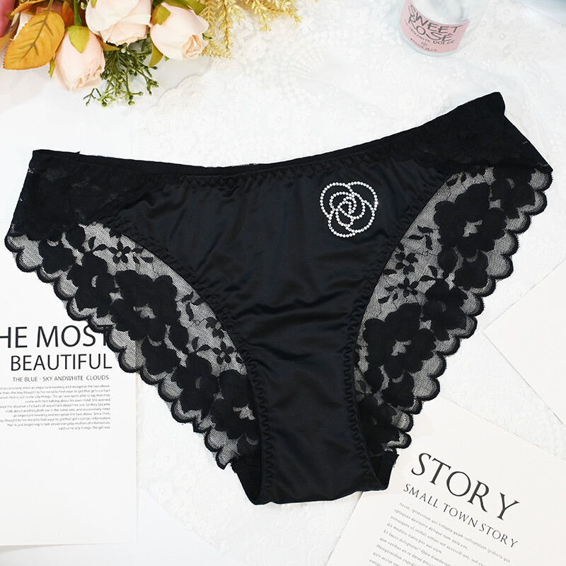 6 Pcs Lot Womens Satin Panties Lingeries Briefs Lace Sheer Sexy Ladies Underwear