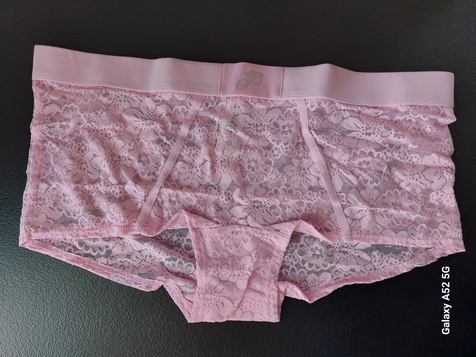 NWT Victoria’s Secret PINK Wink Logo Boyshort Panty Lace Gem Logo Small (D17)