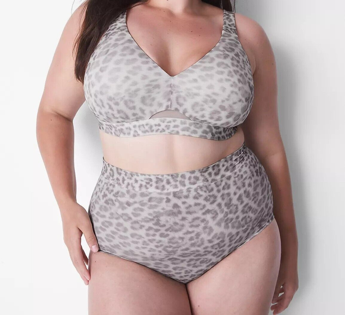 Lane Bryant CACIQUE Silky Comfort Bliss Brief Panty GRAY LEOPARD Plus 30/32 NWT