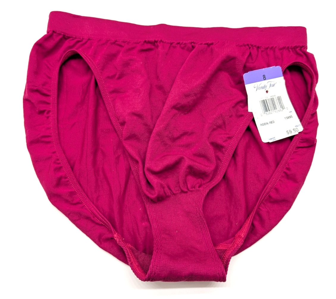 Vanity Fair Women’s 8 Style #13885 Robin Red Tactel Lycra Bikini Panty NWT