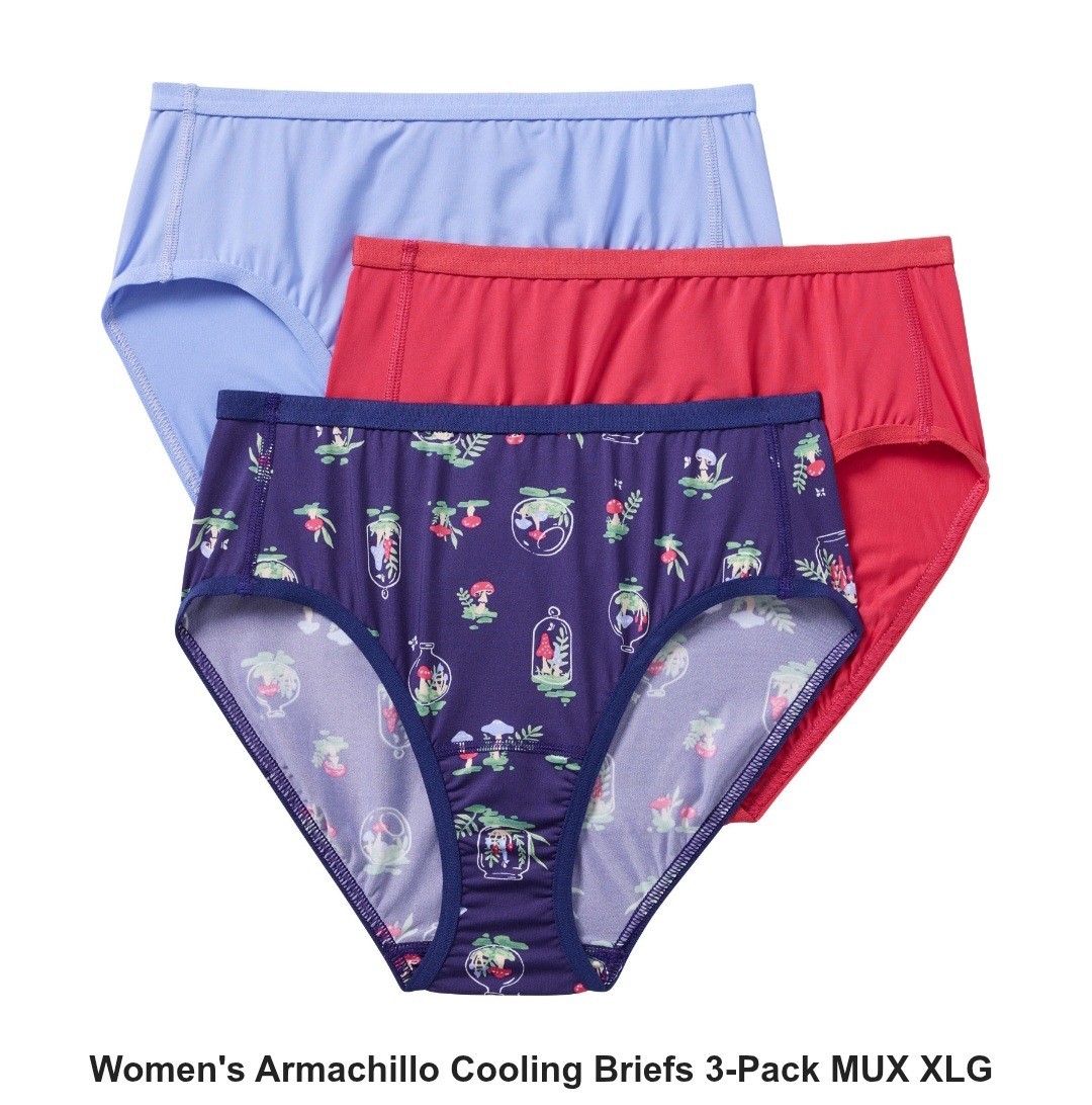 3 Pack Duluth Trading Co Pantie Women XL 18-20 Armachillo Brief Cooling Mushroom