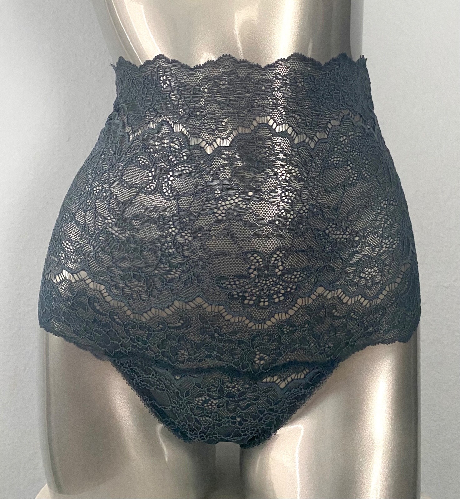 Victoria’s Secret Thong Panty High Waist Corded Lace Blue Storm S M L