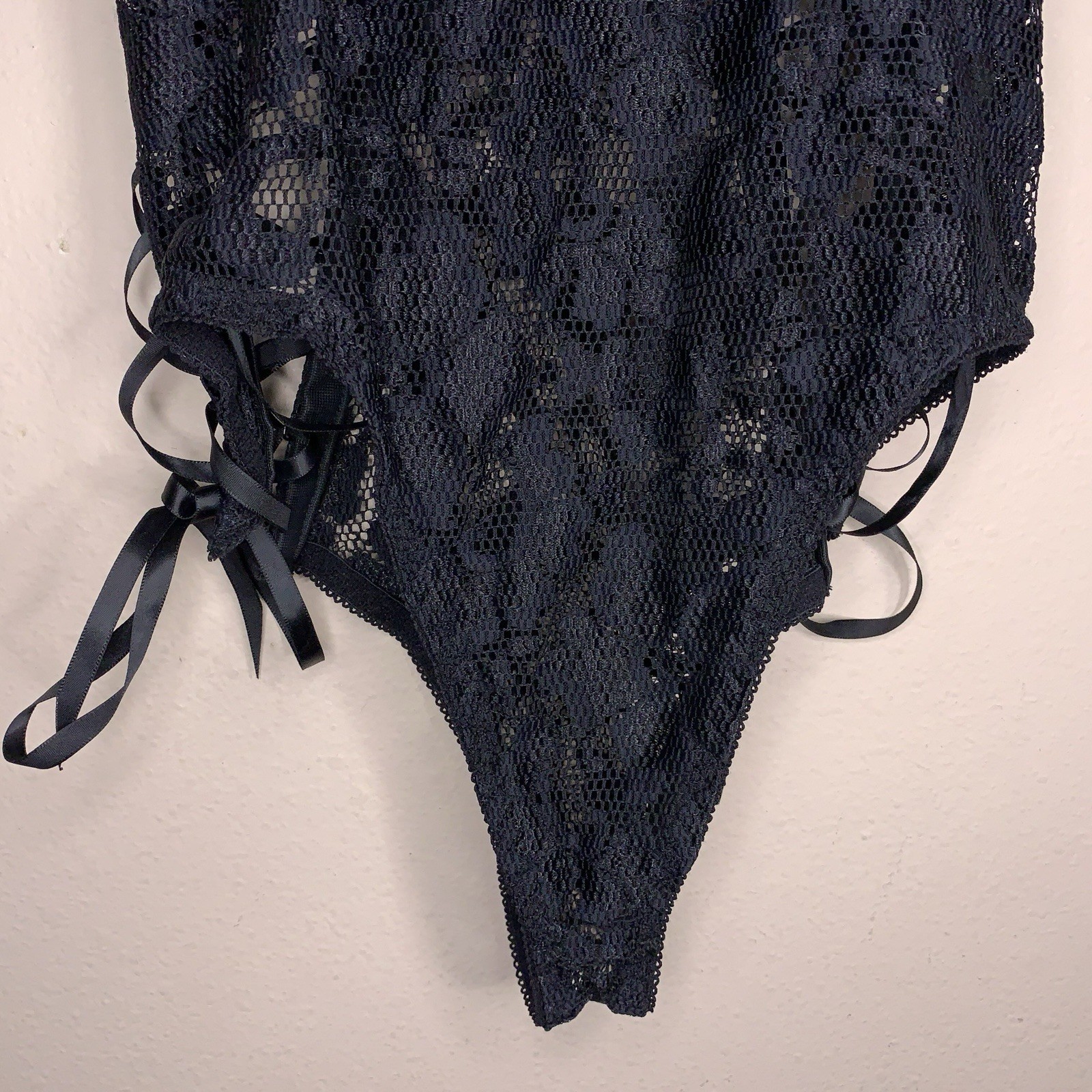 Small NWOT Black Lace Up High Waisted Panties Retro Gift