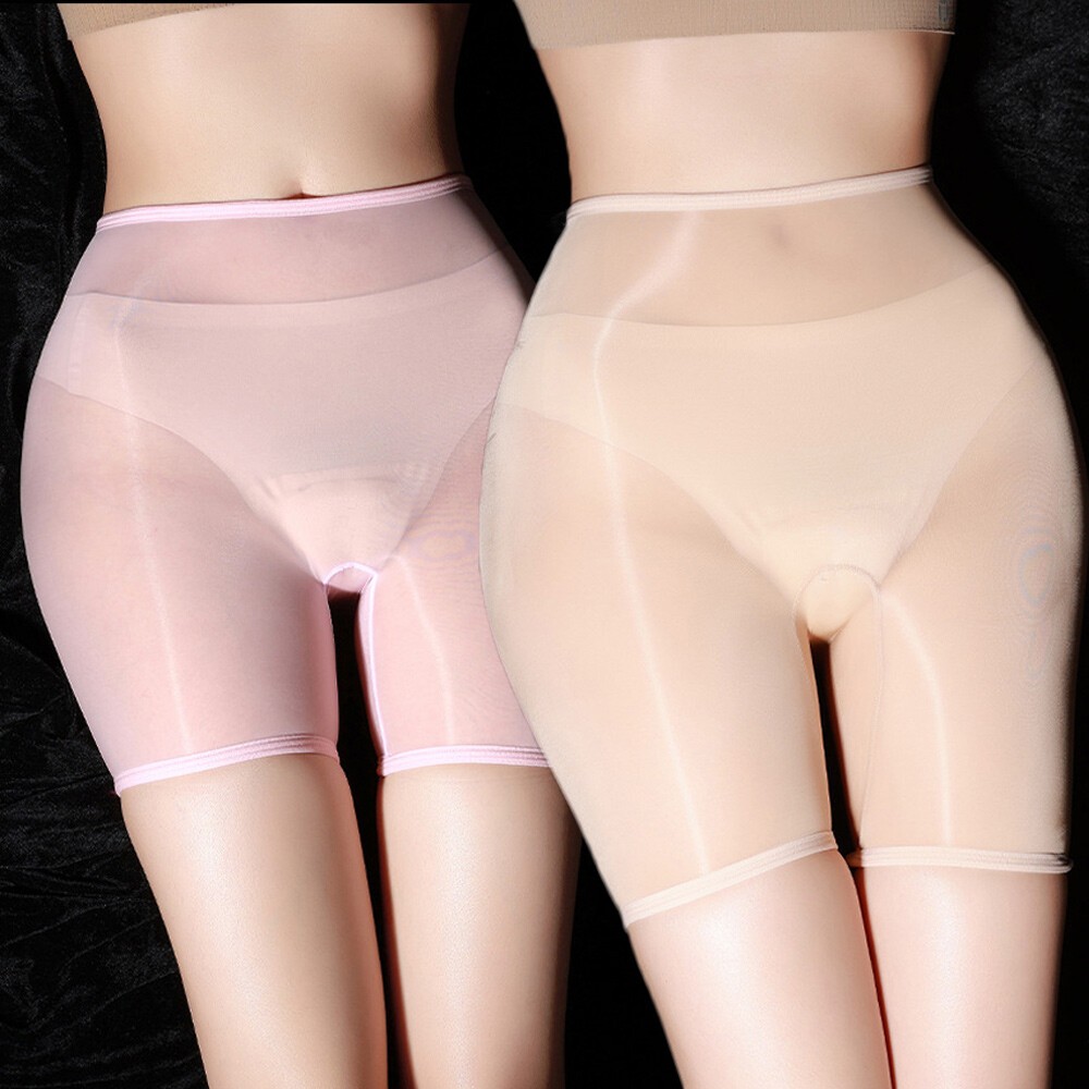 Sexy Womens Oil Shiny Glossy Underwear See Through Panties Boxer Shorts Knickers