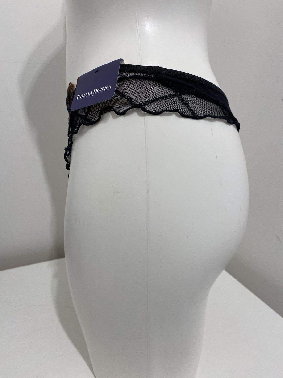 Prima Donna Nara Black Thong UK 12 Medium Sheer panty knickers panties underwear