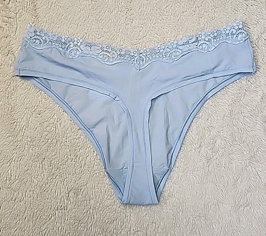 • NWT No Boundaries Women’s Fit Stretch Lace Trim Thong Panty Size XXXL Blue