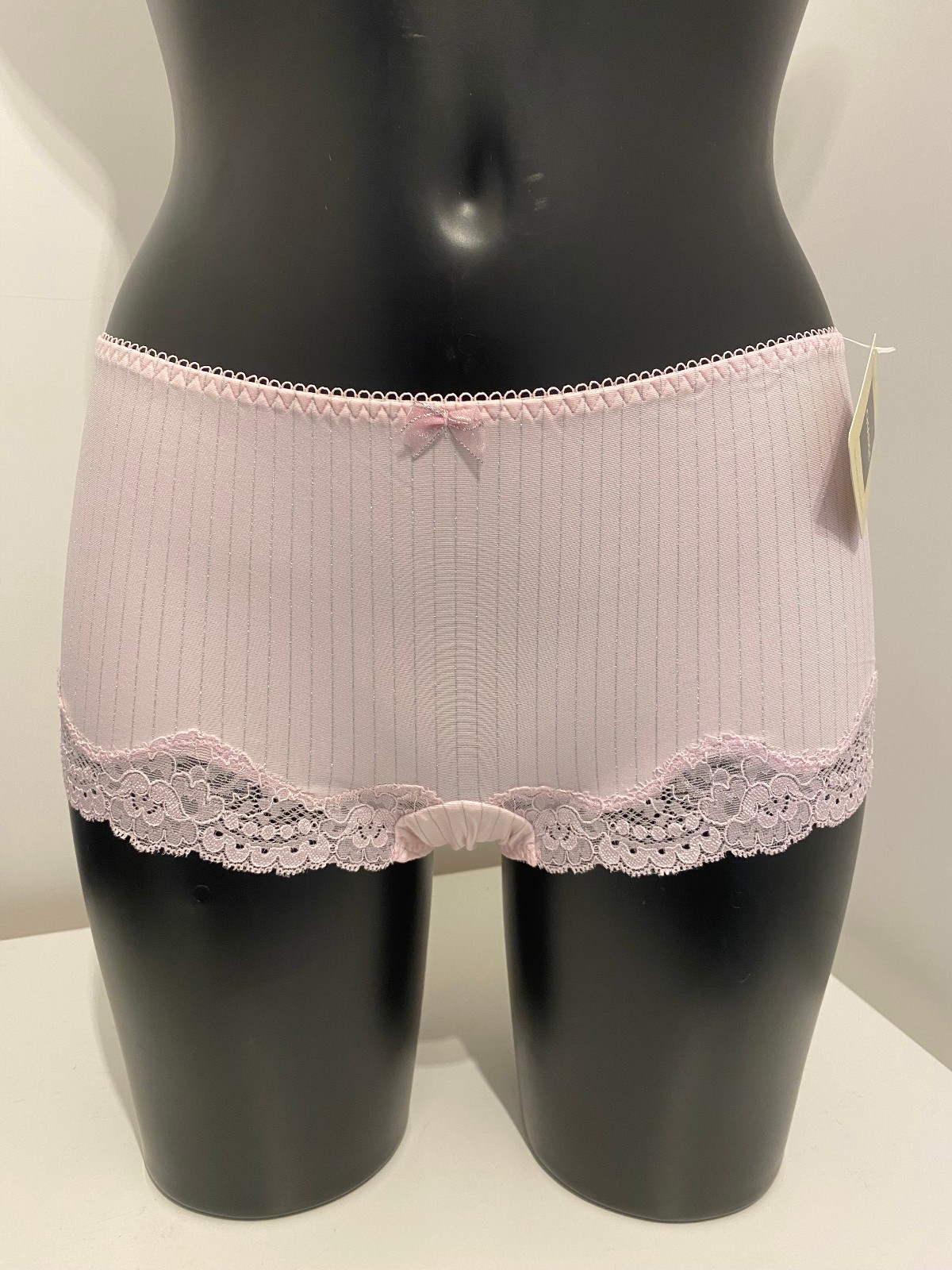 Baby Pink & Silver Sparkle Boyshorts Pinstripe briefs shorts shorties pants
