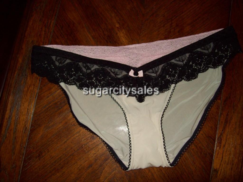 NWT PFIFF LACE TRIM BIKINI PANTIES PINK/BLK EPHP35 M