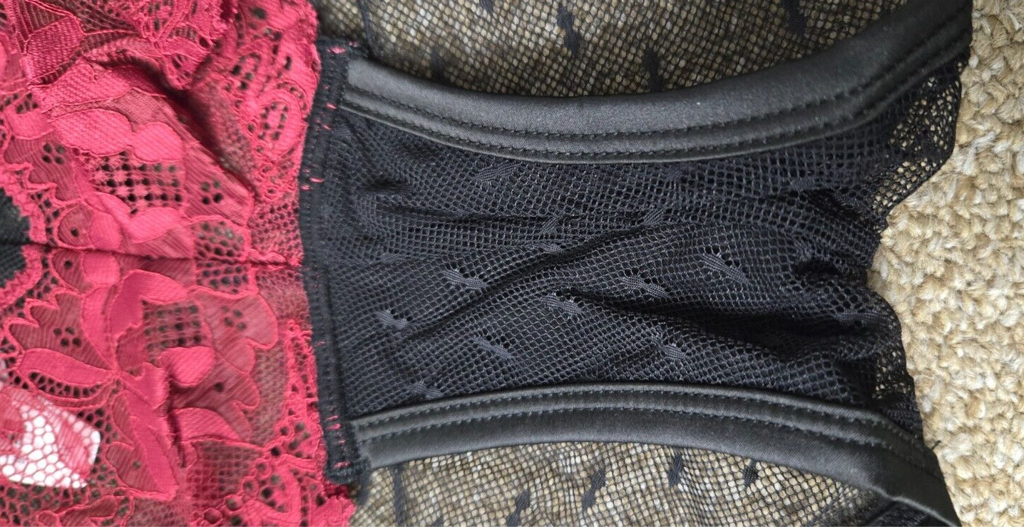Adore Me Sheer Lace w/Opaque Lined Crotch Panties Black Maroon Size 1X Set of 3