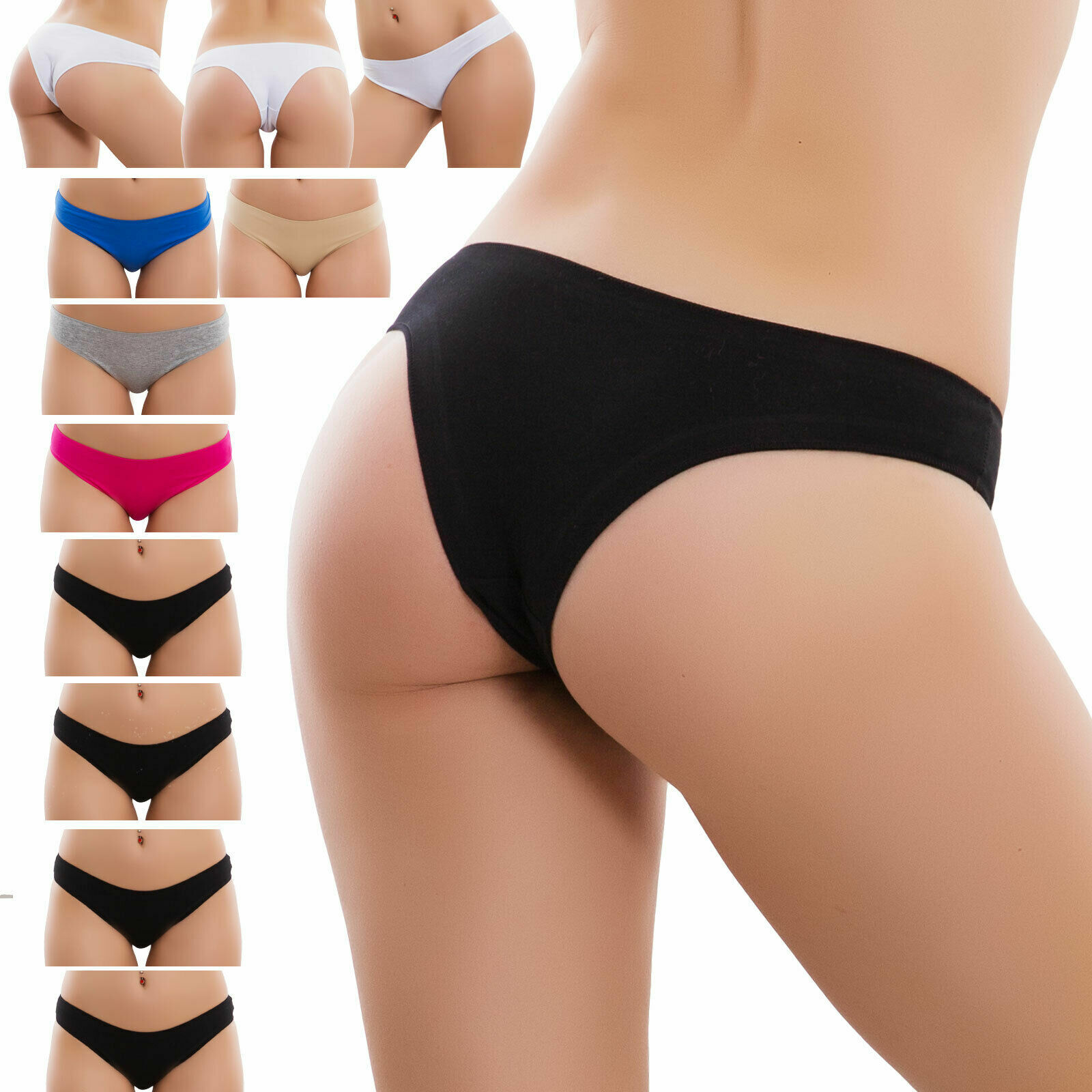 Stock 12 pezzi slip donna tanga brasiliana elasticizzato cotone nuovo 534-12