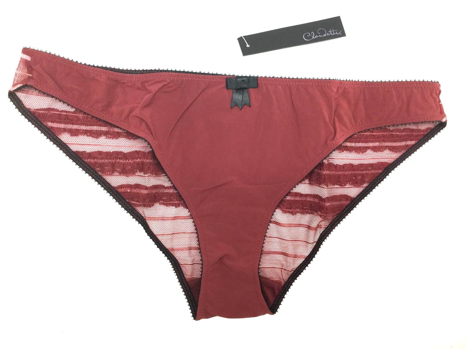Claudette Sophia Ruffled Back Oxblood Bikini Panty Women’s Briefs Sexy Lingerie
