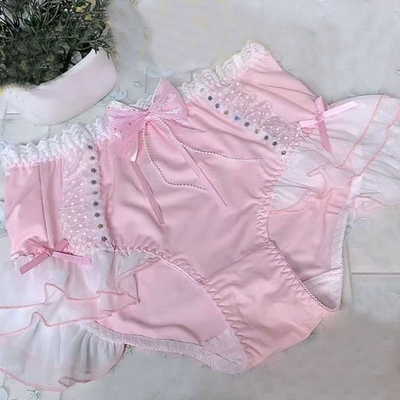 Sweet Mens Womens Oversize Panties Briefs Ruffles Lolita Underpants Underwear