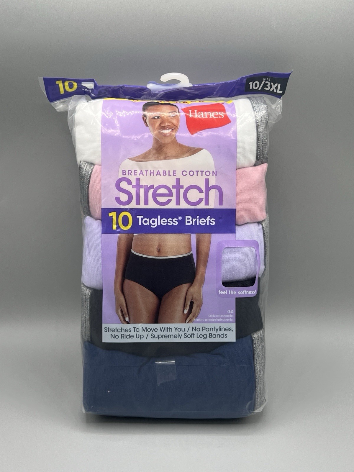 10-Pack HANES Women’s Size 10/3XL Stretch Tagless Briefs Breathable Cotton