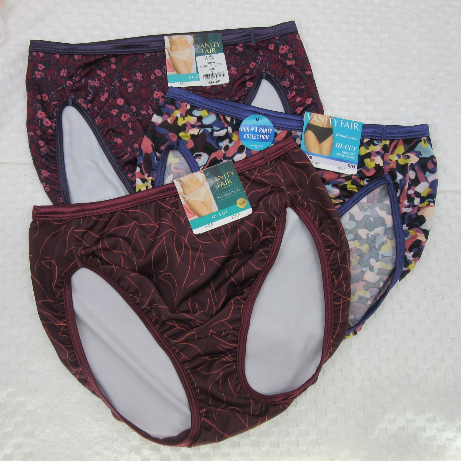 NWT set/3 VANITY FAIR ILLUMINATION HI CUT 13108 FEEL CUTE PARADISE COSMO GARDEN