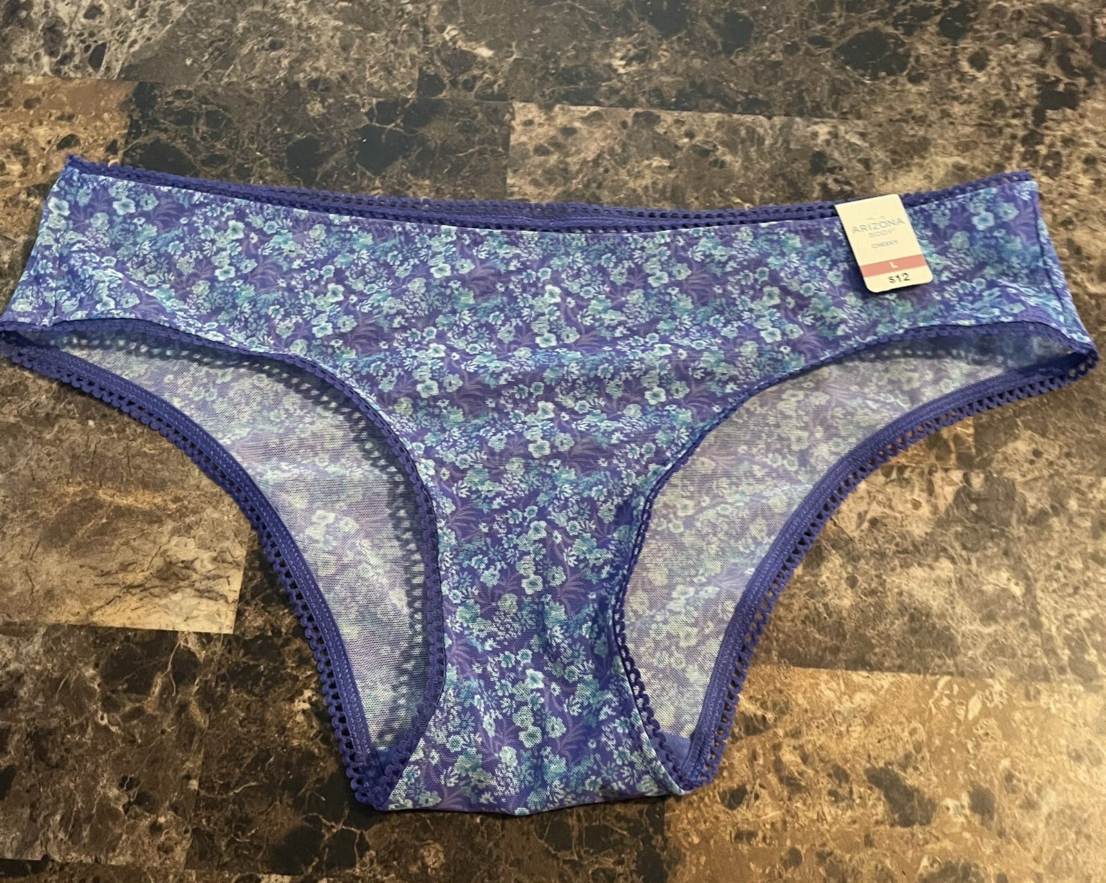 ARIZONA BODY CHEEKY PANTY! BLUE FLORAL ! SIZE LARGE , NEW !