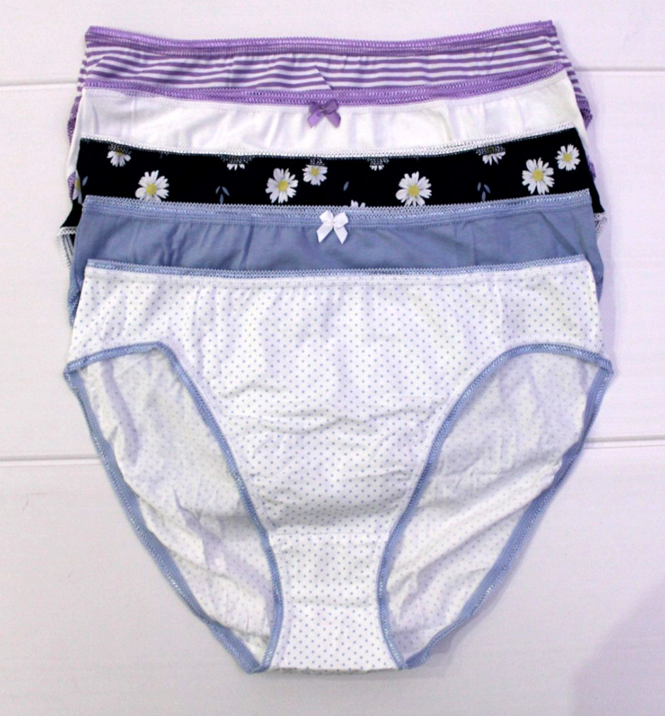 Ex M & S Ladies 5 Pack Cotton Lycra High Legs Briefs Knickers ~ Sizes 8 to 20 ~