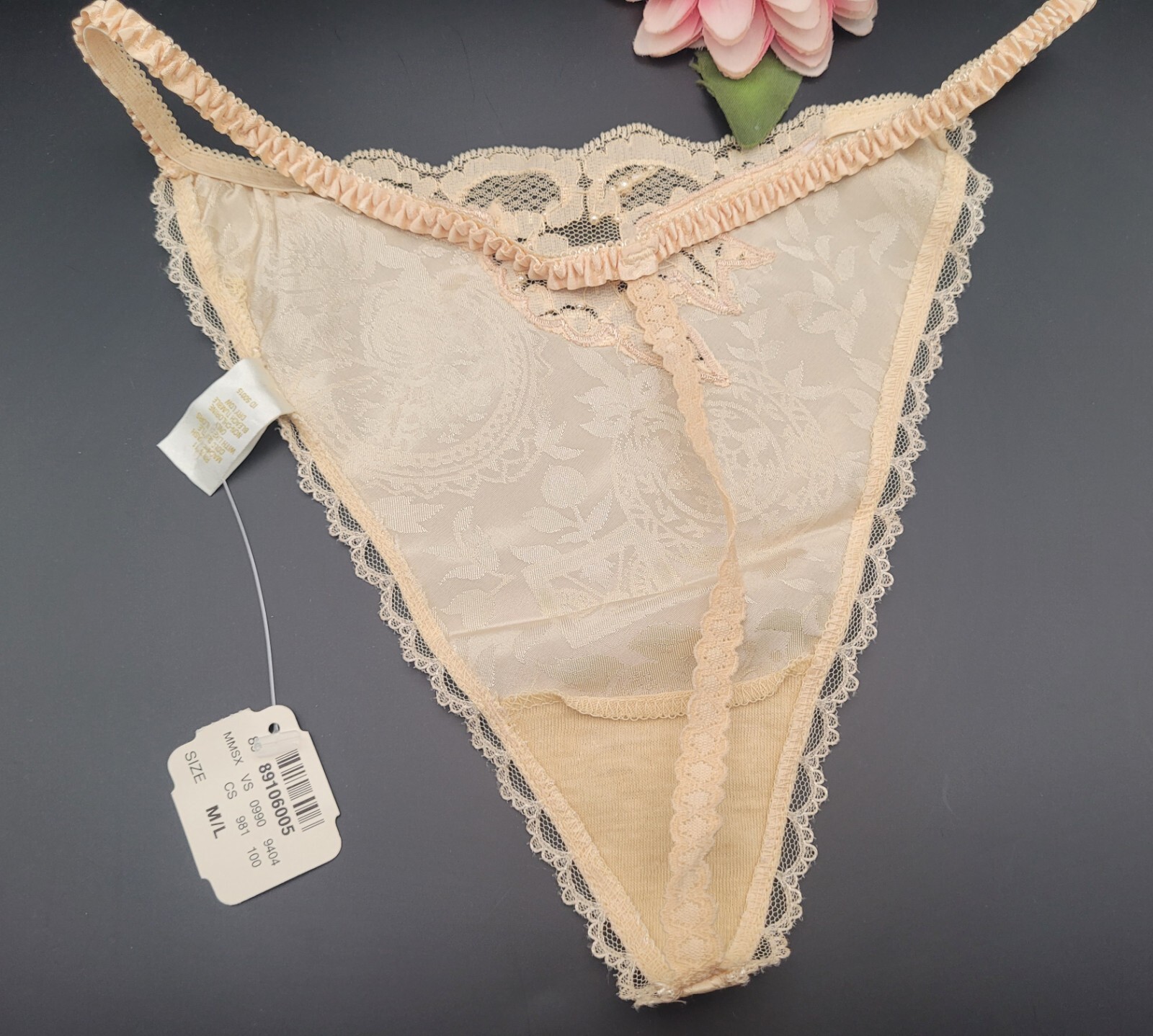 Vtg M/L Victoria’s Secret 80’s 90’s T String Thong G String Panties Beaded GOLD