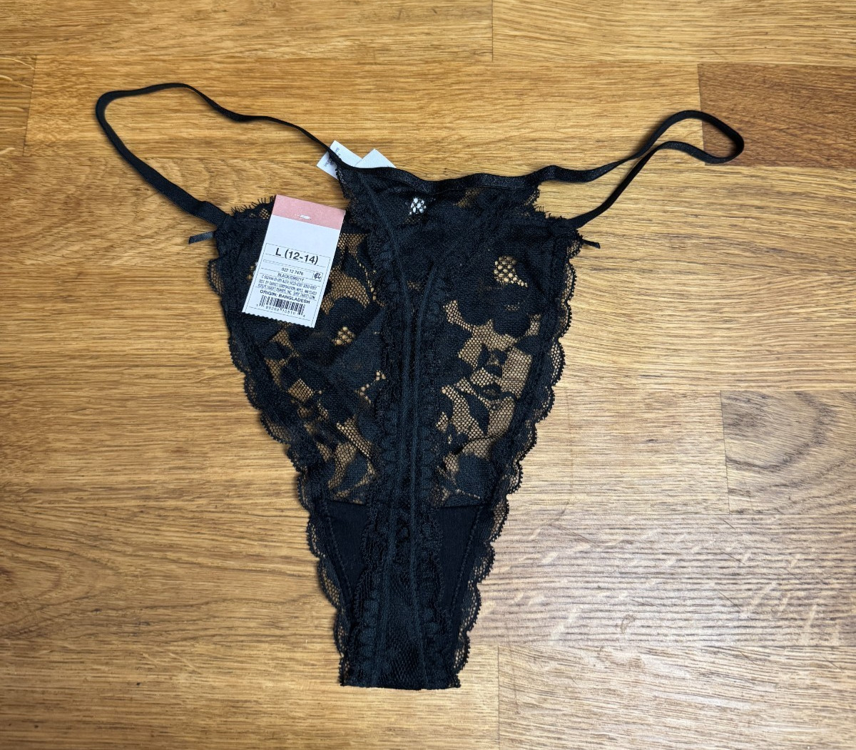 Auden Women’s Lace String Thong Underwear Size Large (12-14) Black NWT