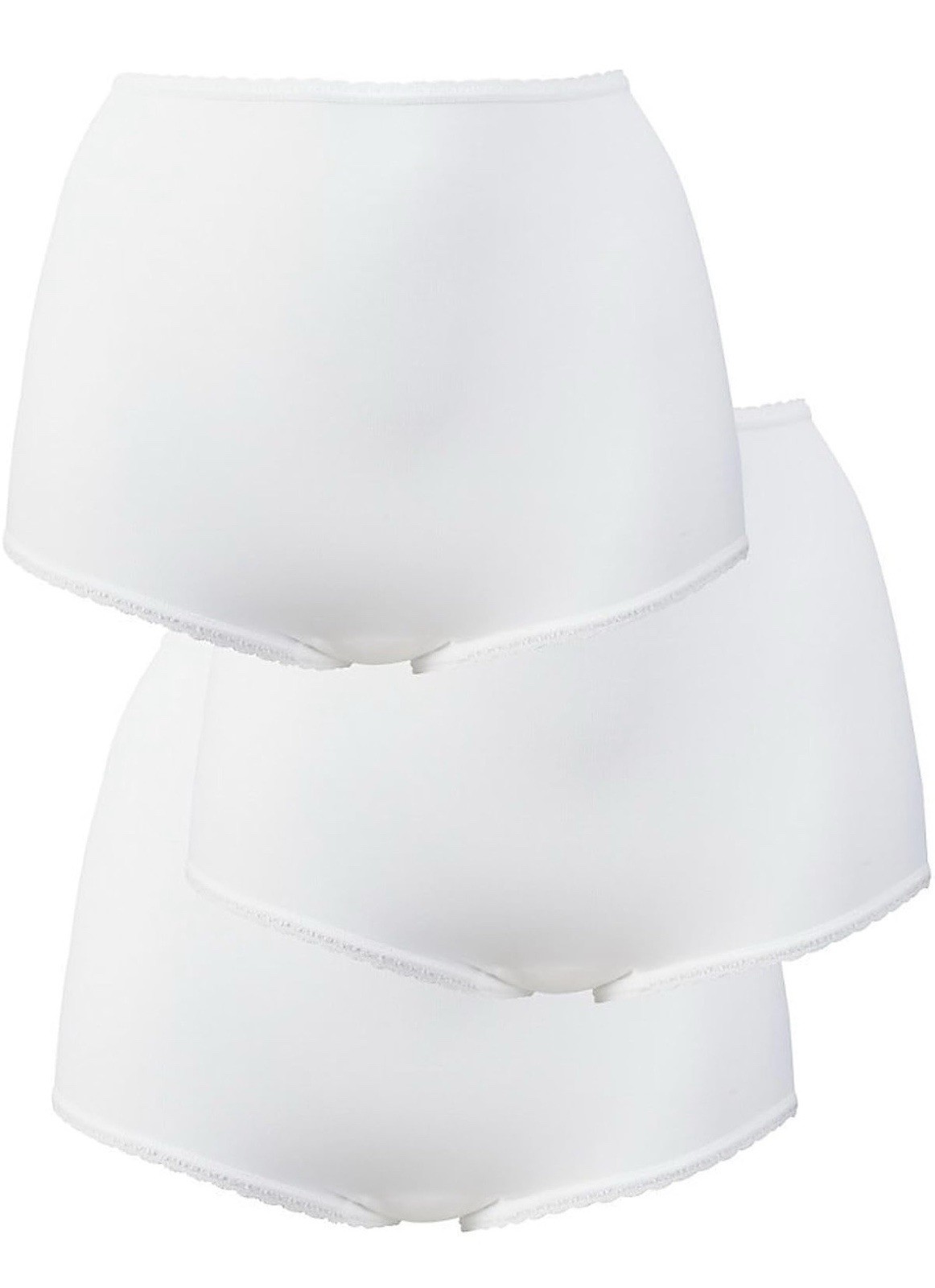 New Bali 3 Pair Briefs Skimp Skamp Panties White Sz 3XL/10 DFA633 Nylon Spandex