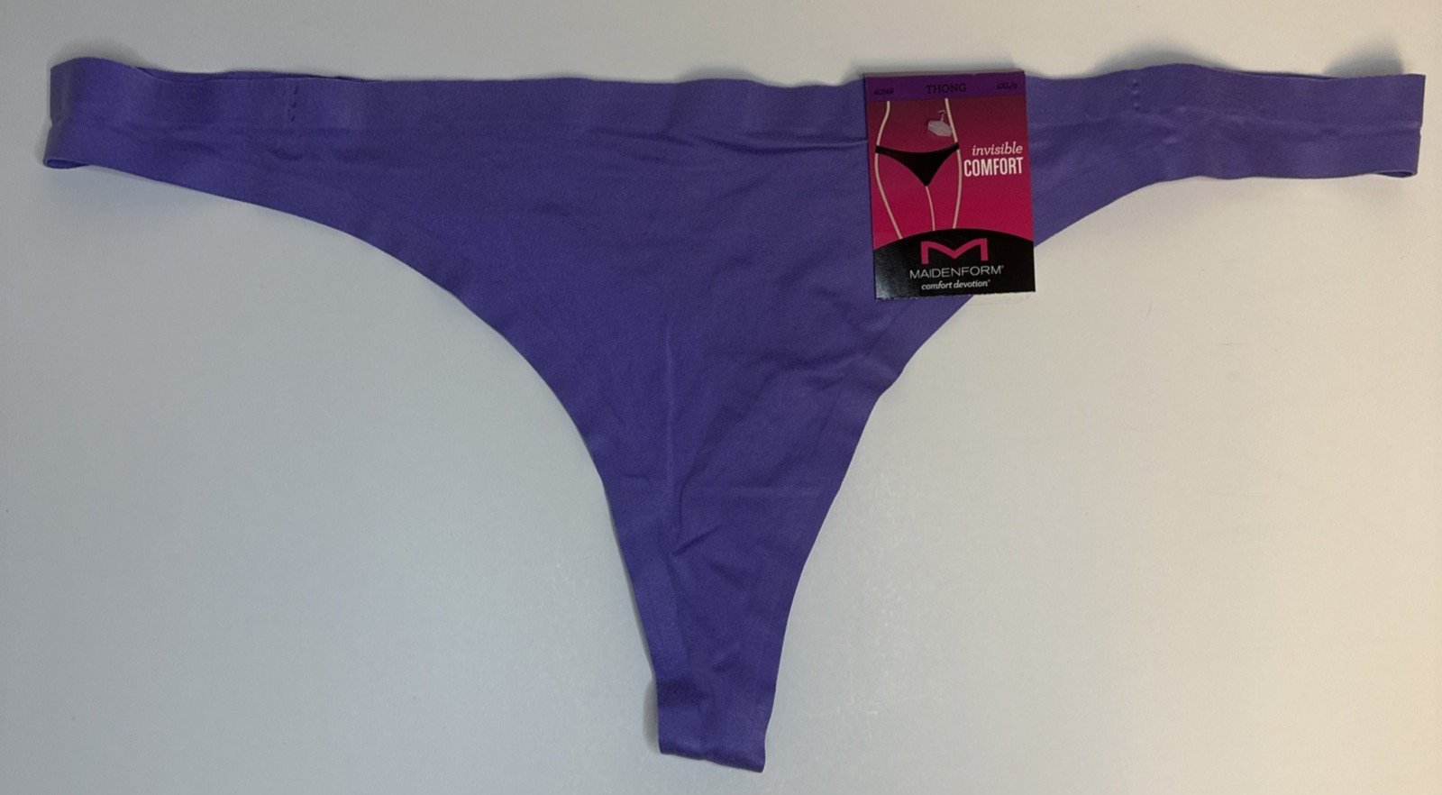 MAIDENFORM Comfort Devotion Tailored Lively Lavender Thong Panty Womens 2XL/9