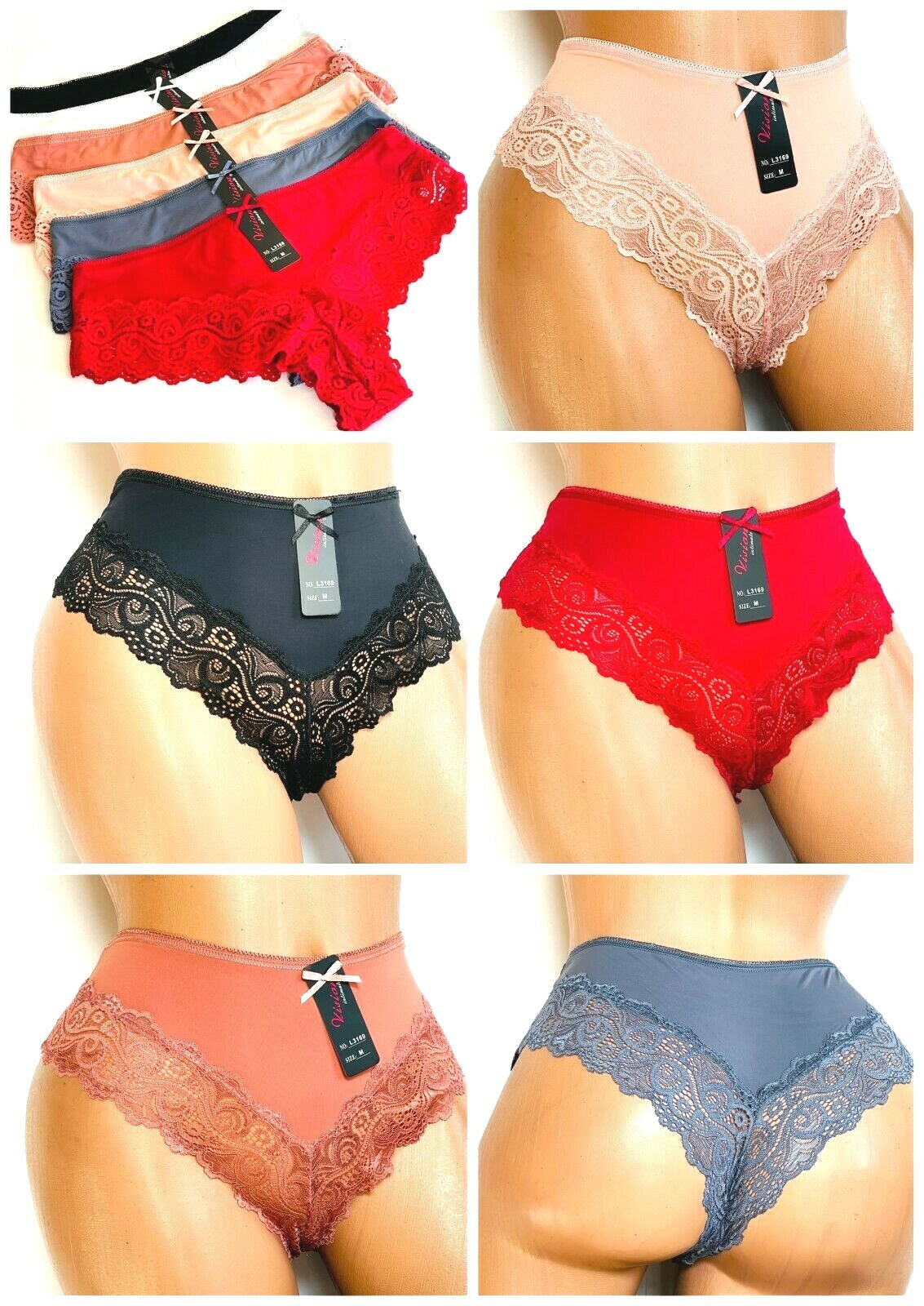 6-12 Bikini cheeky Hipster WOMEN’S Lace UNDERWEAR PANTY Panties Undies 3168 S-XL