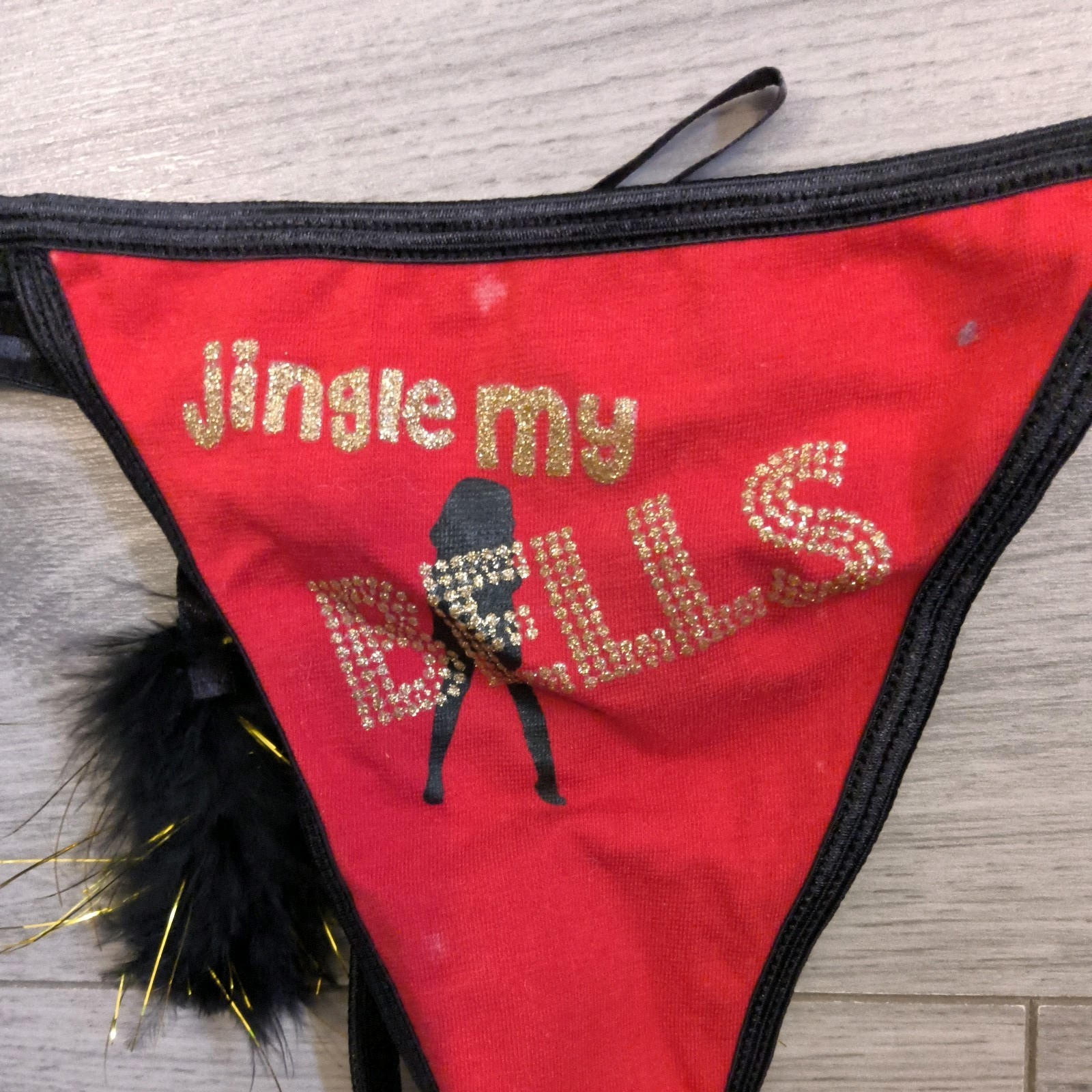 BNWT Vintage Ann Summers Red Jingle My Bells Christmas Thong Size 4-6