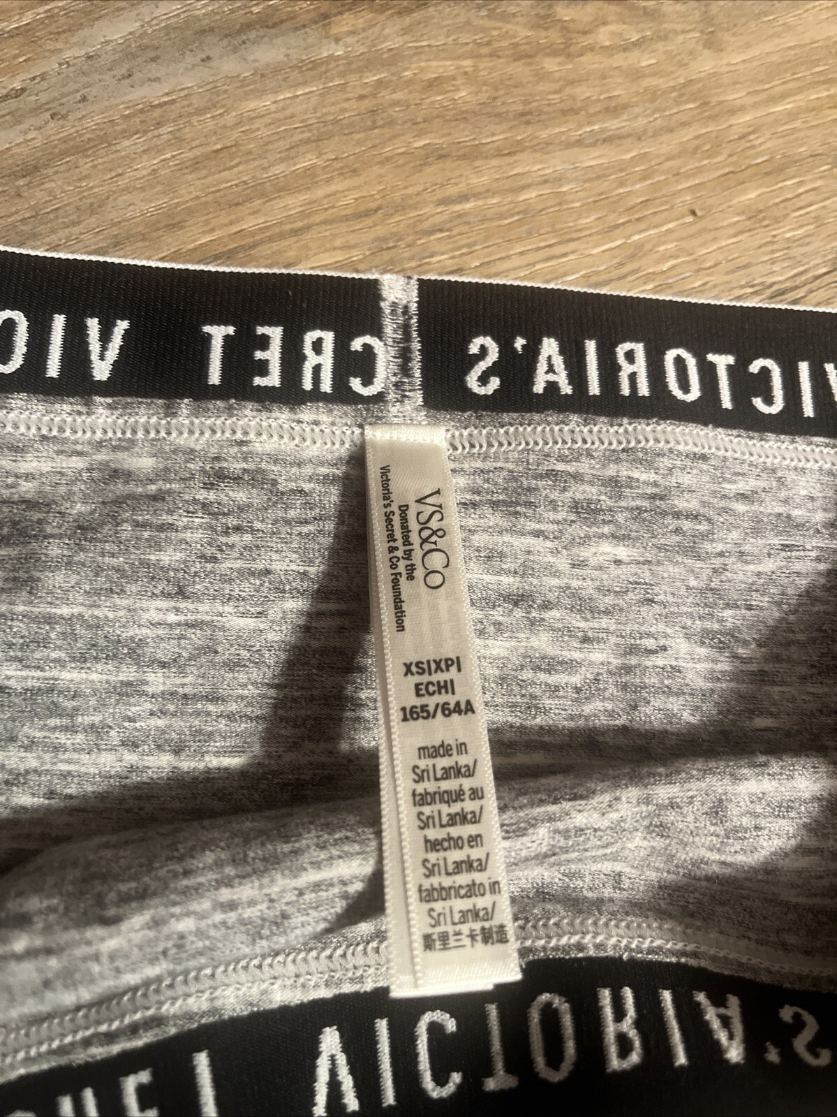 NWOT Victoria Secret Thick Logo Gray Cotton Bikini Brief X-Small RN54867 CA23226