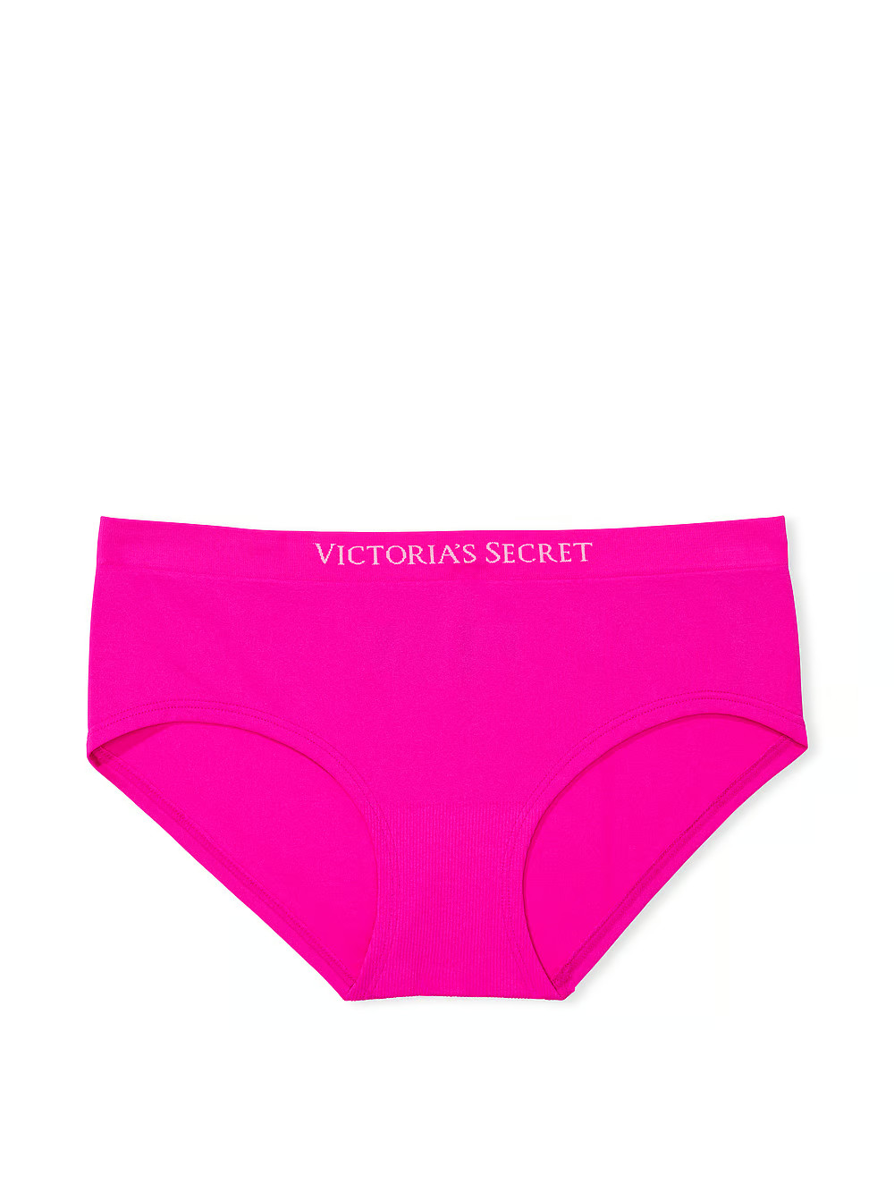 L Bright HOT Fuchsia Pink Seamless LOGO Victorias Secret Hipster Hiphugger Panty