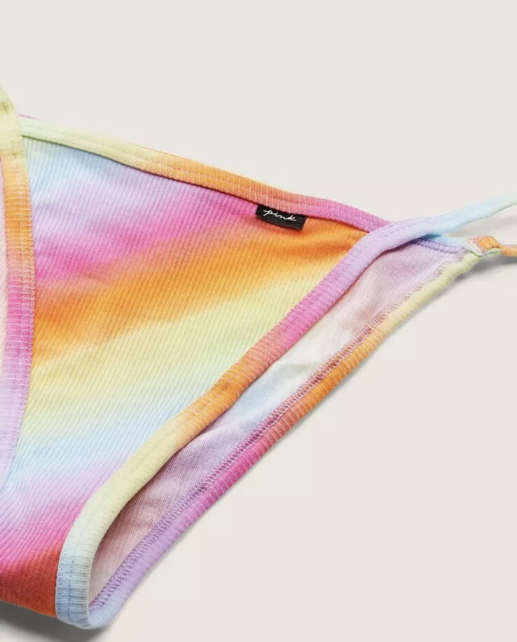 Victorias Secret PINK Rainbow Gradient High Leg String Panty Thong NWT RARE M
