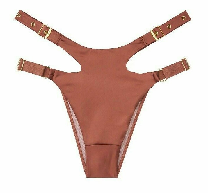 Victoria’s Secret Very Sexy Satin Grommet & Buckle Brazilian Panty Peach Size S