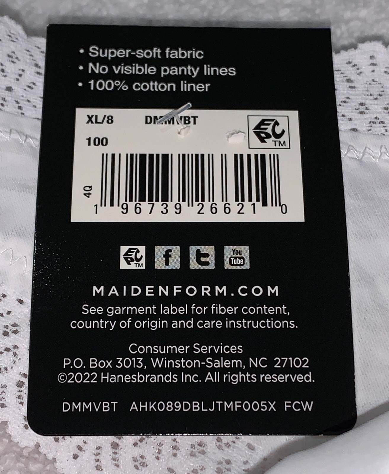 MAIDENFORM M Super Soft Lace Trim V Back White Thong Panty Womens Sz XL 8