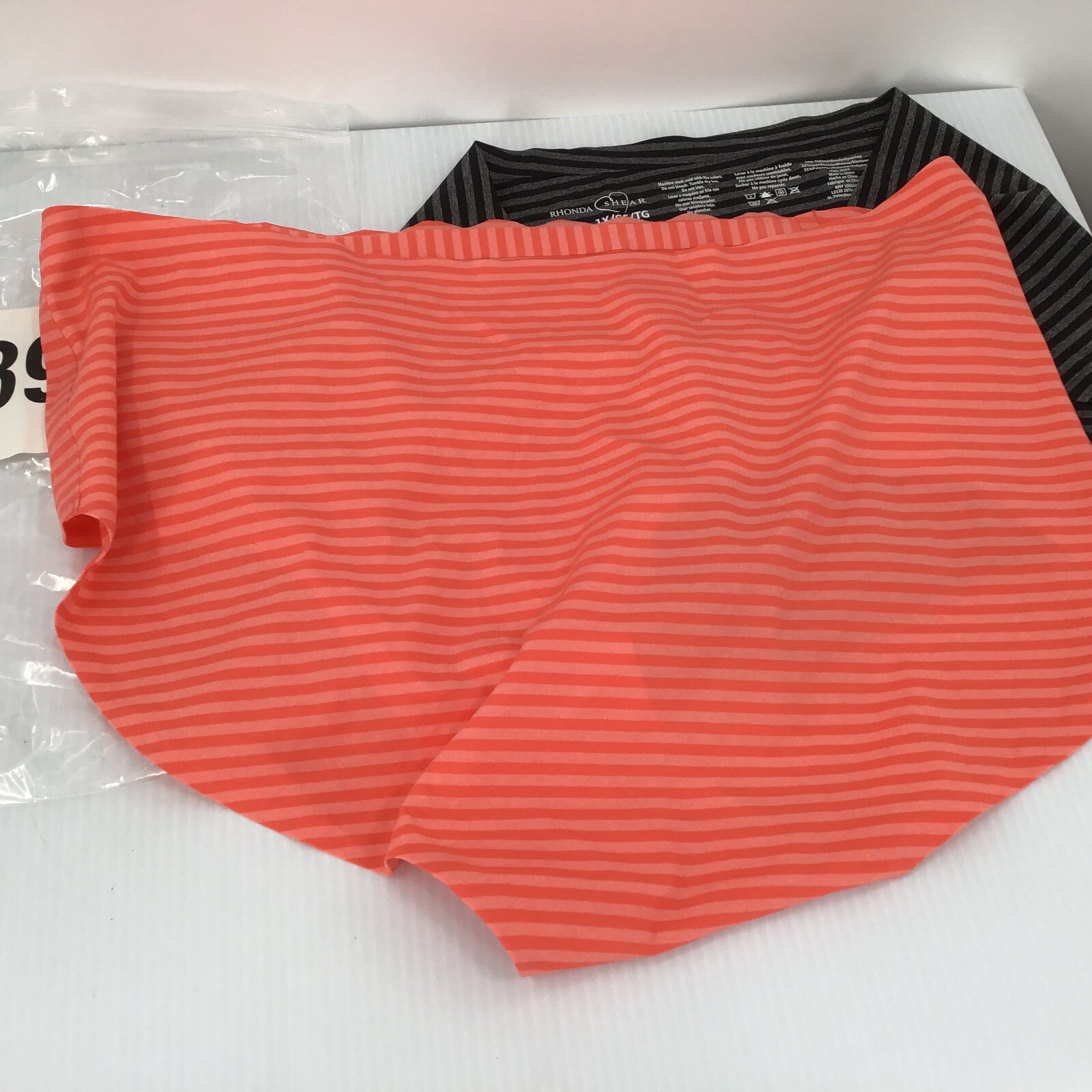 2 Pair Rhonda Shear 1X Style 4053, Stripe Panties, Black & Orange