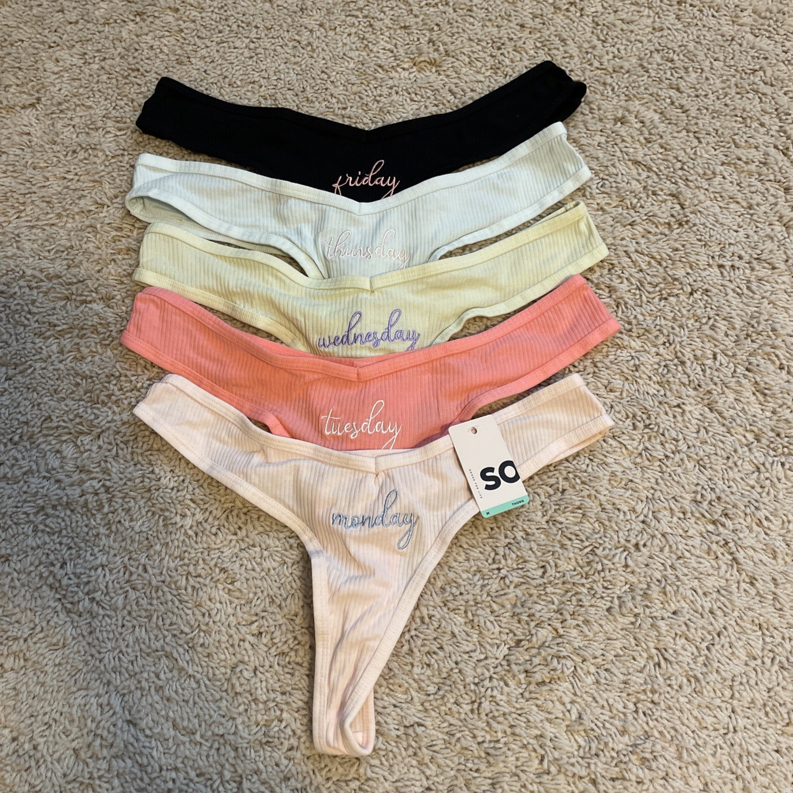 Women’s Thong Panties Days Of The Week Size Medium