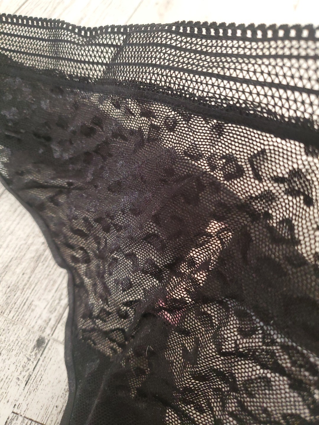 Secret Treasures THONG Panties XL 2X 3X Sexy Lace Leopard Black Underwear