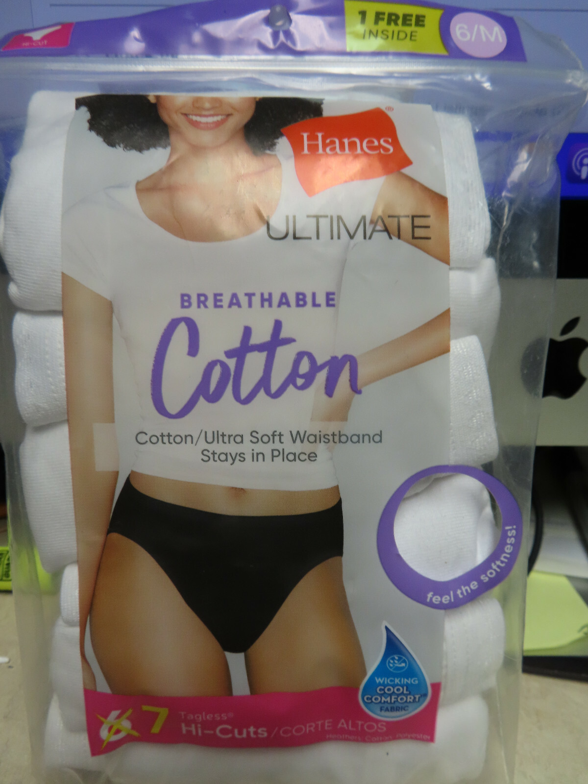 NIP HANES SZ 6/M WOMENS’S BREATHABLE COTTON 7 PAIRS WICKING COOL COMFORT HI-CUTS