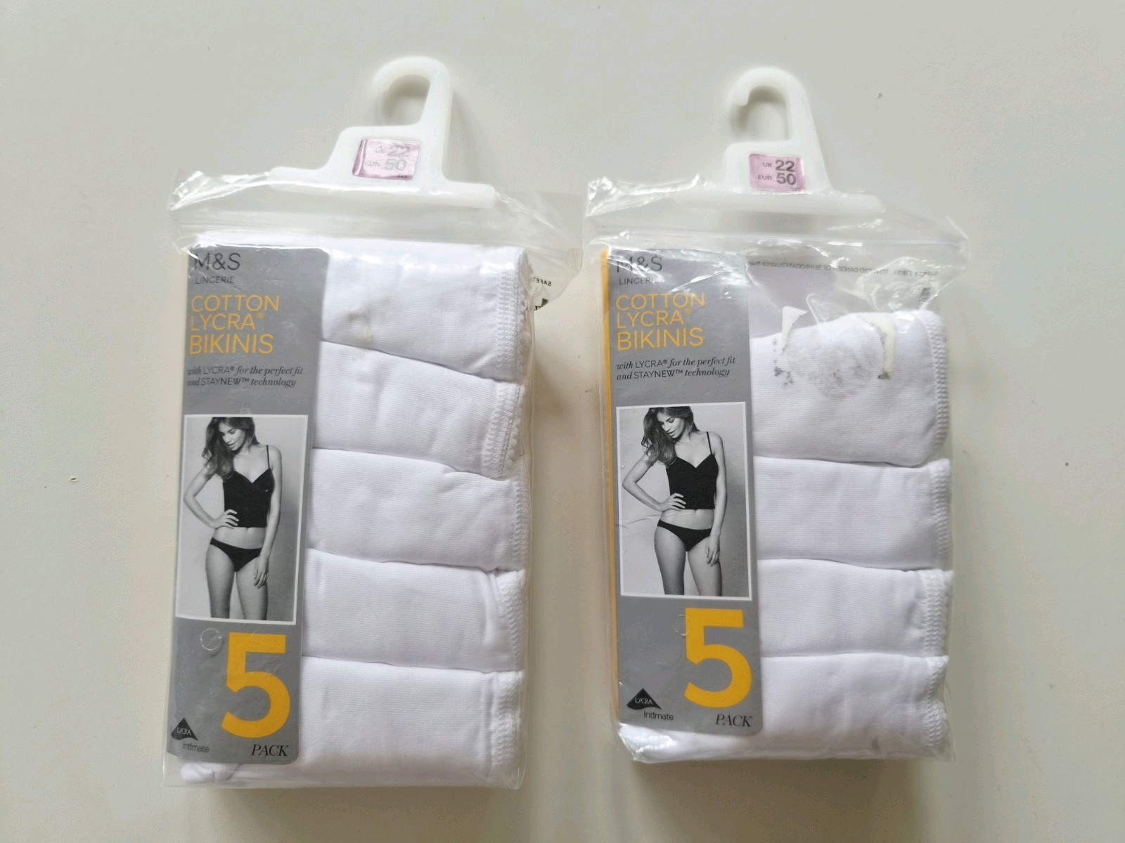 M&S SIZE 22 COTTON BIKINIS KNICKERS WHITE 9 PAIRS NEW MARKS AND SPENCER